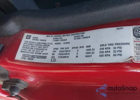 2007 Chevrolet Colorado Lt from USA, damaged, VIN 1GCCS199278209900